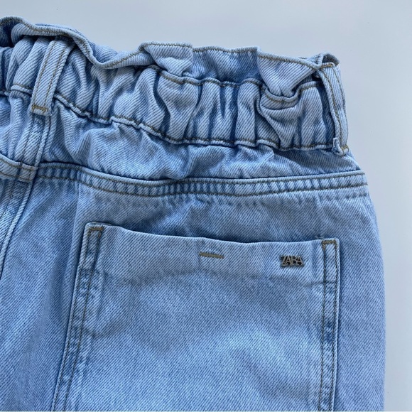 ZARA Women's Light Washed Paperbag Waist Mom Jeans Size 4 - Picture 6 of 10
